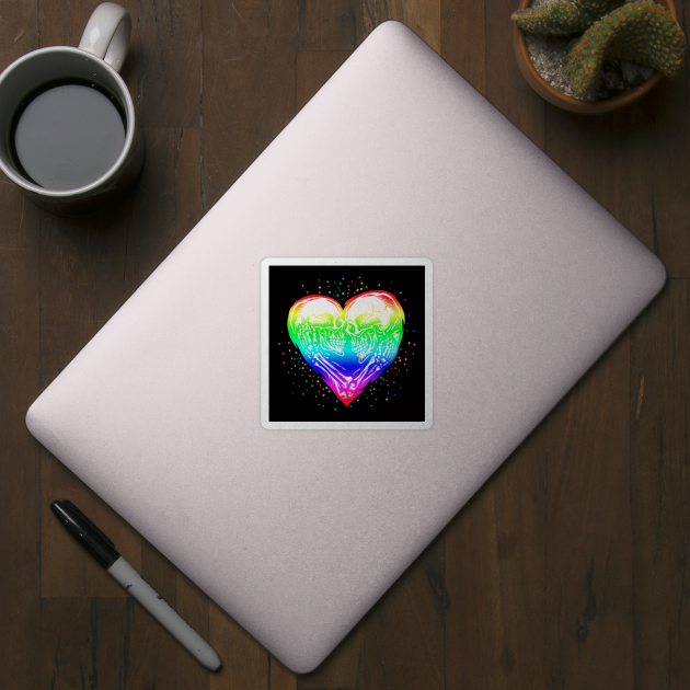 LGBT Skeleton Skull Rainbow Pride Heart by voidea